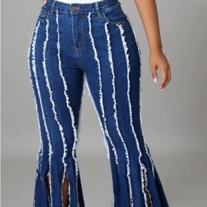 Frayed denim jeans